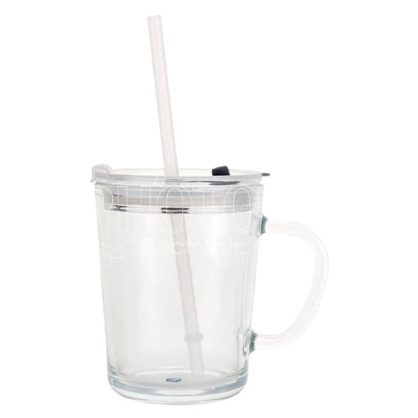 400 ml Personalised Glass Coffee Mug with Straw