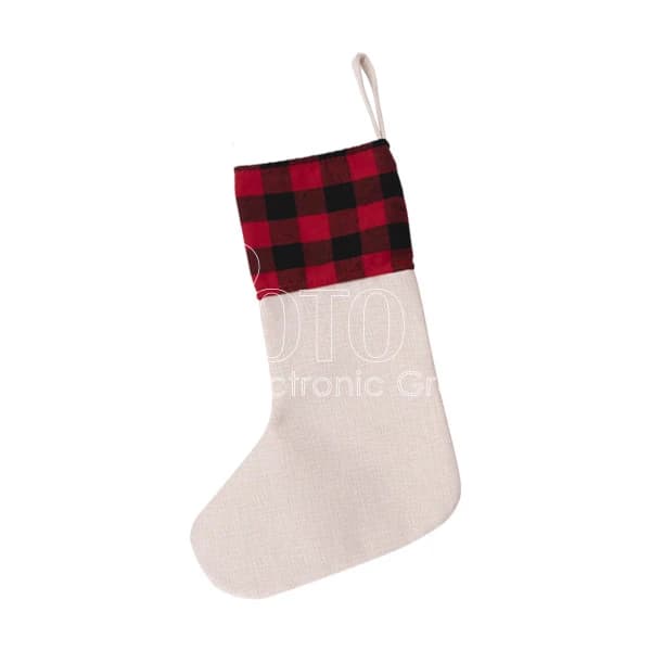 Sublimation Linen Christmas Stockings with Plaid Print