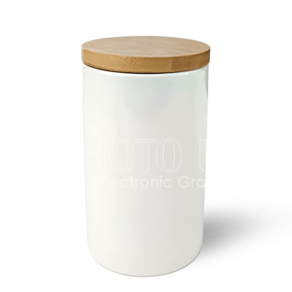 Sublimation New Bone China Food Storage Jars with Bamboo Lid