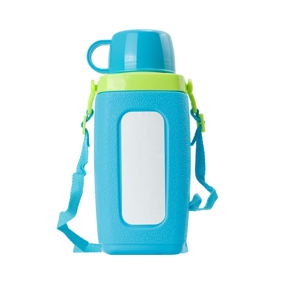 Sublimation Aluminum Plate Plastic Kids Water Bottle with Shoulder Strap
