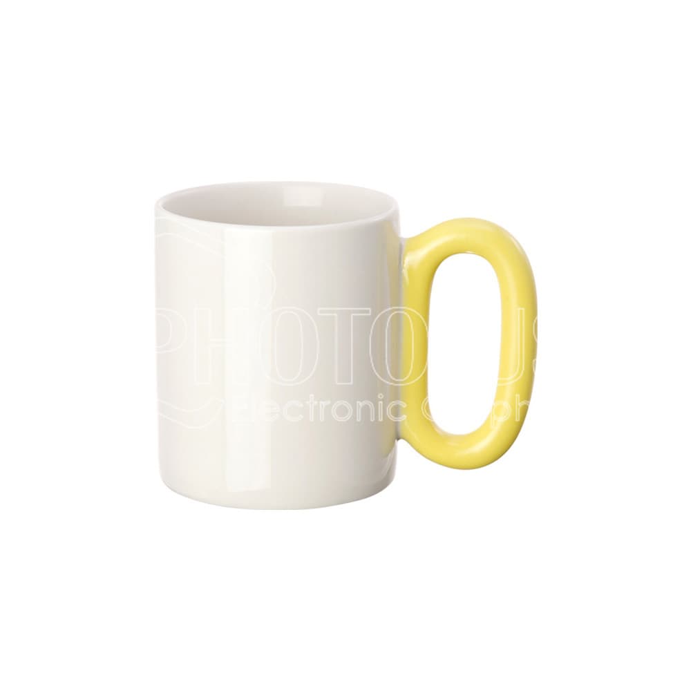 12 oz. Sublimation New Bone China Coffee Mug with Colored Oval Handle
