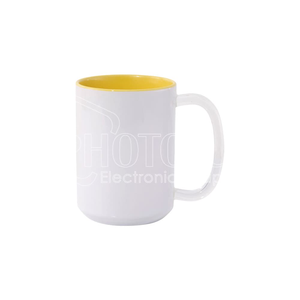 15 oz. Sublimation Inside-Colored Ceramic Mug with Clear Glass Handle