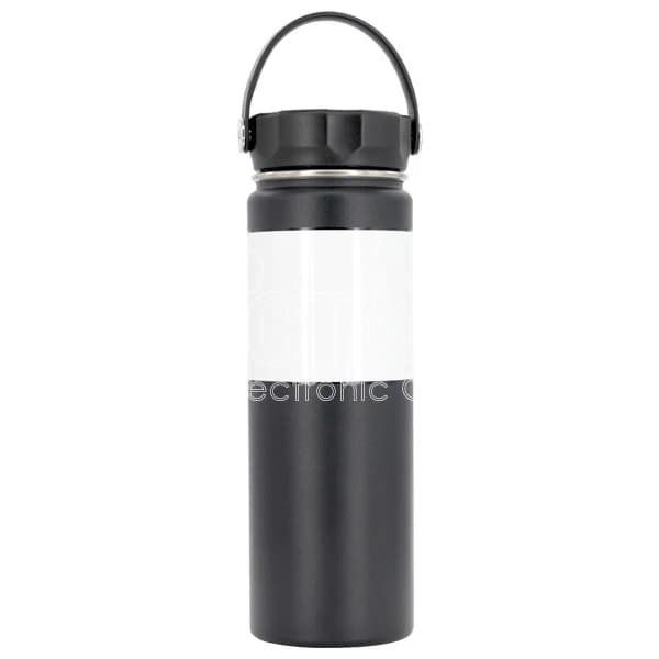 650 ml Sublimation Black Stainless Steel Powder Coated Water Bottle with White Patch