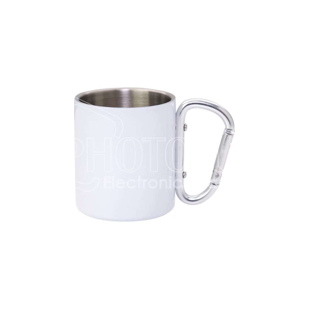 8 oz. Sublimation White Stainless Steel Carabiner Camping Mug