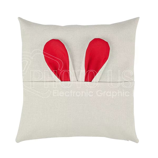 Sublimation Linen Easter Bunny Pillow Case with Colored Bunny Ears