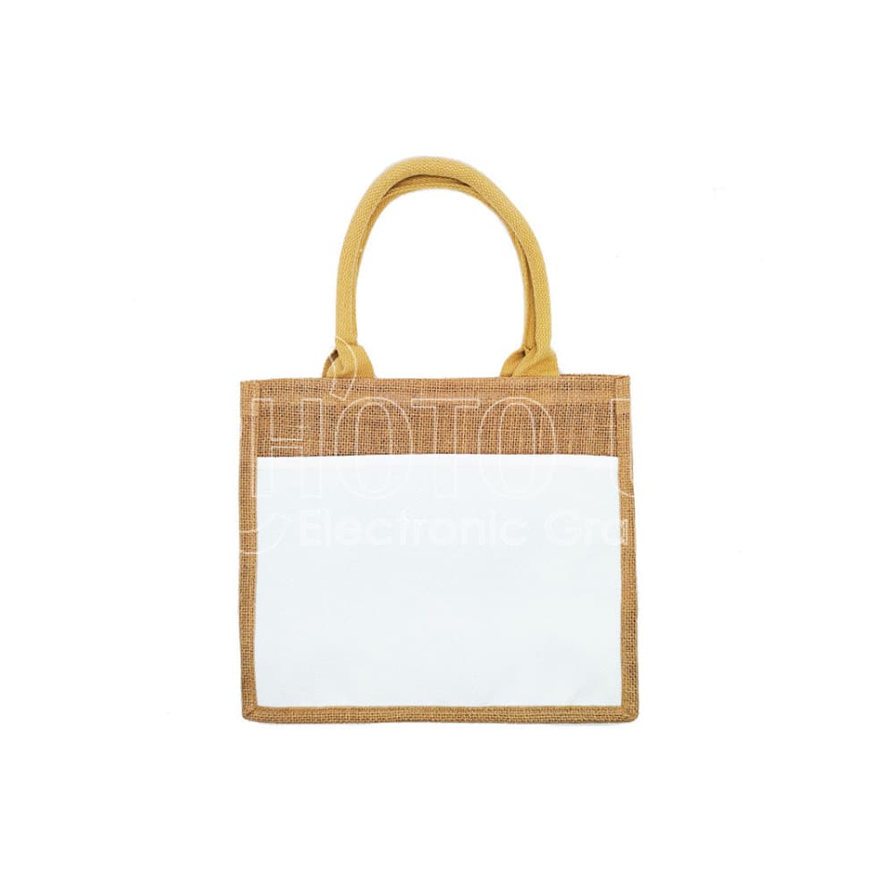 Sublimation Burlap Gusset Tote Bag with White Patch