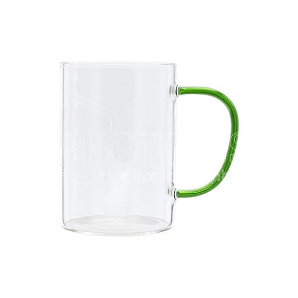 10 oz./300 ml Personalized Glass Coffee Mug with Colored Handle