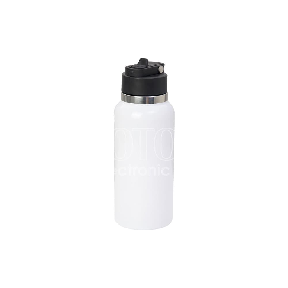 950 ml Sublimation Silver Brim Stainless Steel Sports Vacuum Bottle with Straw Lid and Swivel Handle