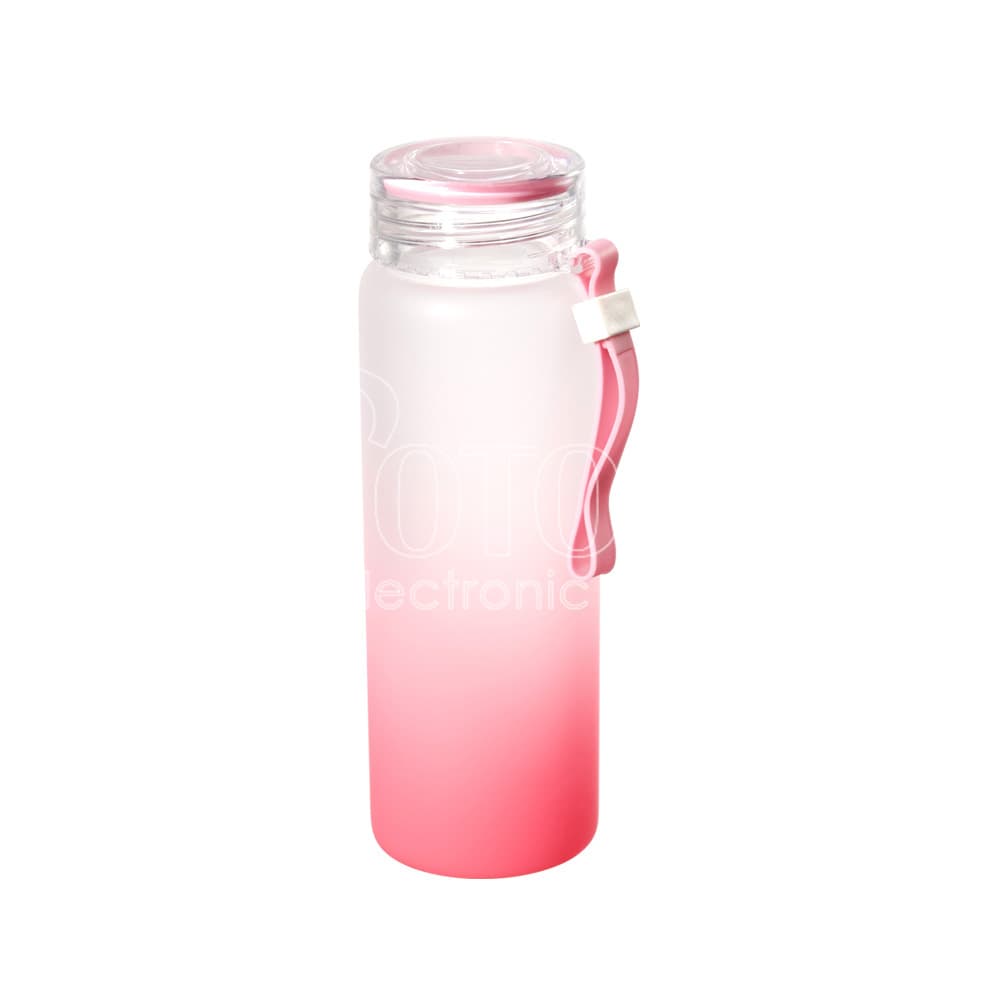 17 oz. Sublimation Ombré Color Frosted Glass Water Bottle with Silicone Handle