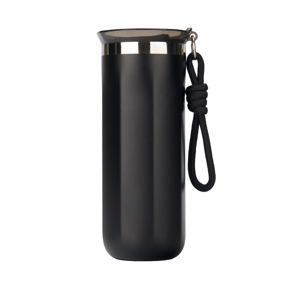 450ml Powder Coated Stainless Steel Coffee Cup with Strap Lid