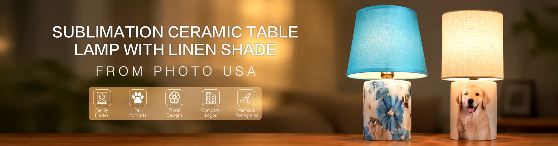 Sublimation Table Lamp with Linen Shade