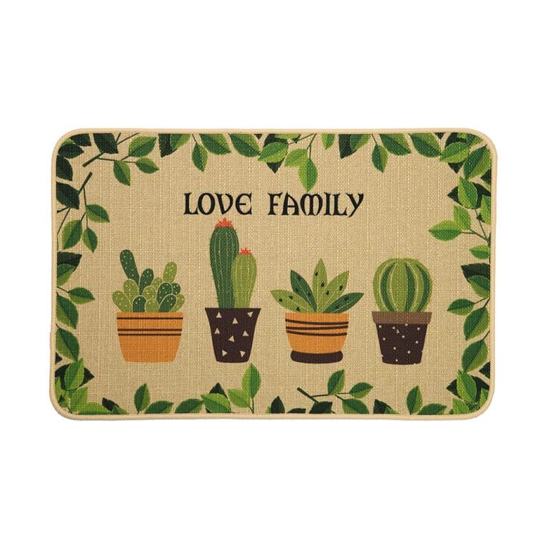 Linen-Textured Floor Mat with Rubber-Backed Non-Slip Substrate
