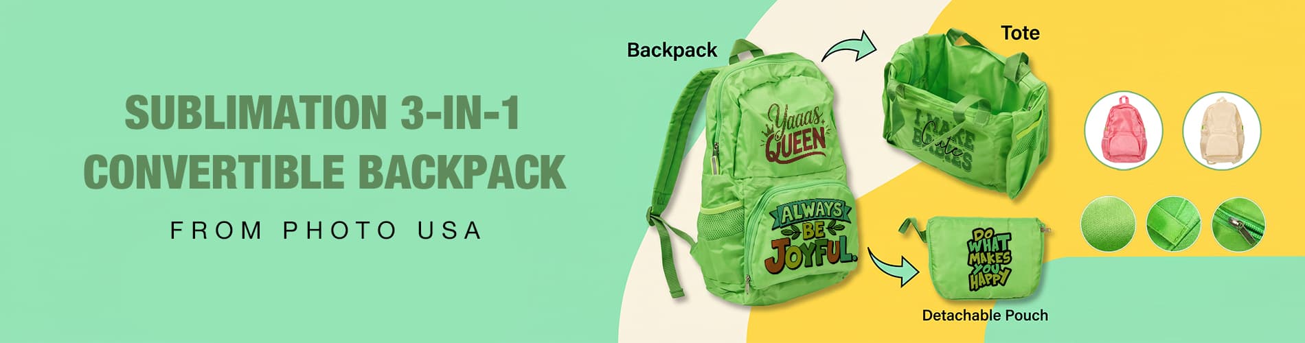 Sublimation 3-in-1 Convertible Backpack