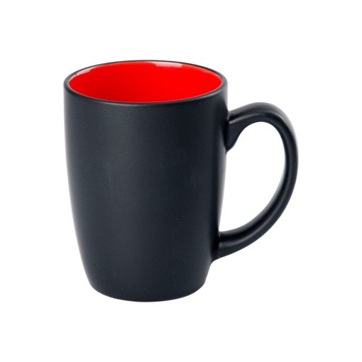 12 oz. Matte Black Tapered Ceramic Mug with Colored Interior for Laser Engraving