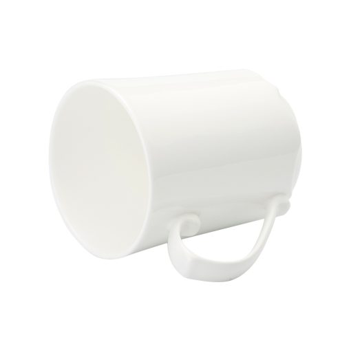 The mug features an elegant ivory white color that is typical of bone china.