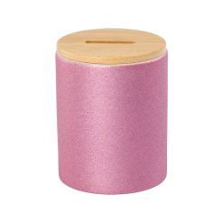 Customized Sublimation Glitter Piggy Bank with Bamboo Lid