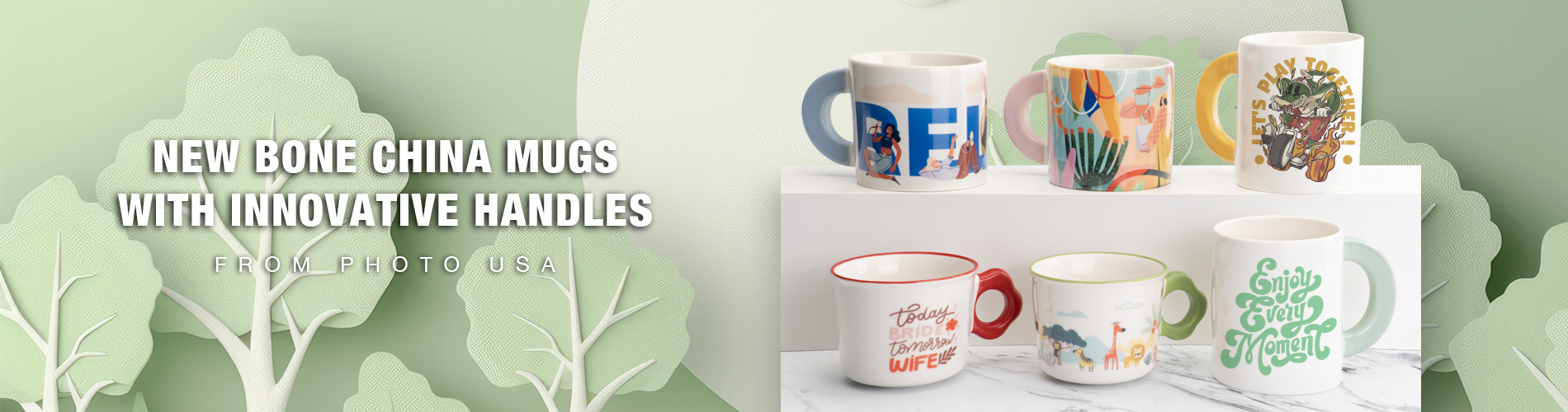 New Bone China Mugs with Innovative Handles