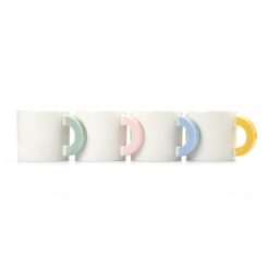 pink, blue, yellow and mint green