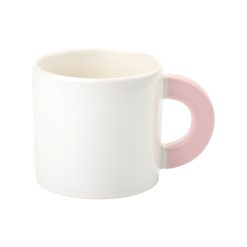 New Bone China Mug with Colored Flat Circular Handle