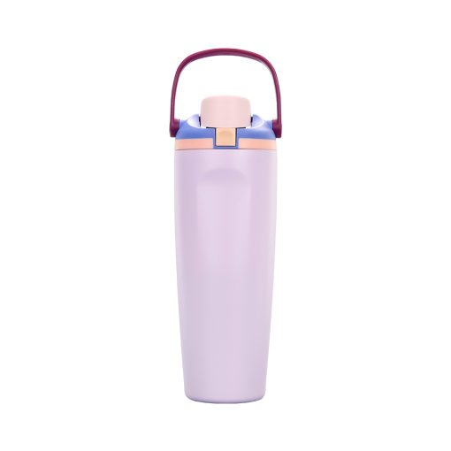 30oz Custom UV Printed and Powder Coated Water Bottle with Handle and Lock Lid