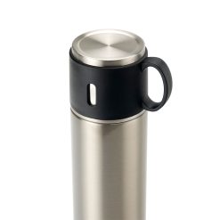 This bottle features an innovative lid that converts into a cup.