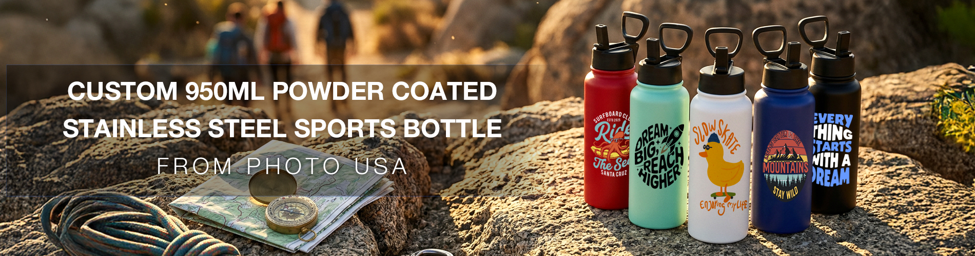 950ml Powder coated stainless steel Sports bottle