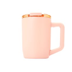 15oz. Colorful Powder-Coated Stainless Steel Coffee Mug with Plastic Lid & Handle