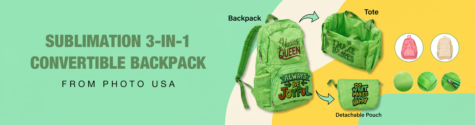 sublimation 3in1 convertible backpack banner